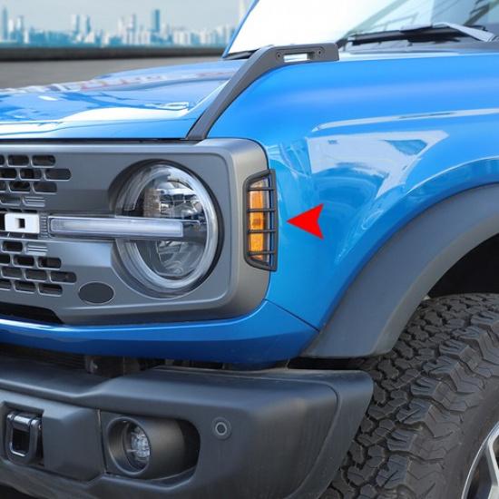 Car Front Small Light Lamp Cover Trim Decoration For Ford Bronco 21+Black ABS