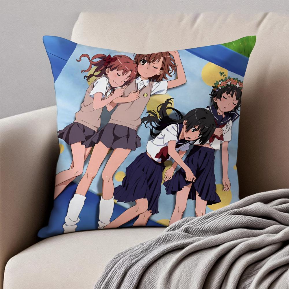 Hot SciFi Anime AA Certain Scientific Railgun Cushion Cover Pillowcase Antidustmite Invisible Zipper Short Plush Sofa Cushion