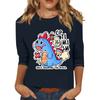 Pullover da donna con colletto stampato, manica a tre quarti, casual e alla moda