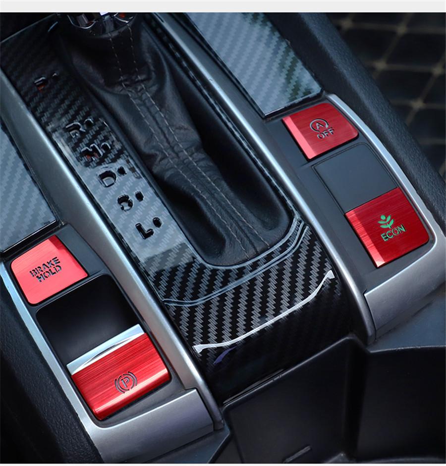 4 Pcs Car Electronic Handbrake Button Cover For Honda Civic 2016 2017 2018 2019