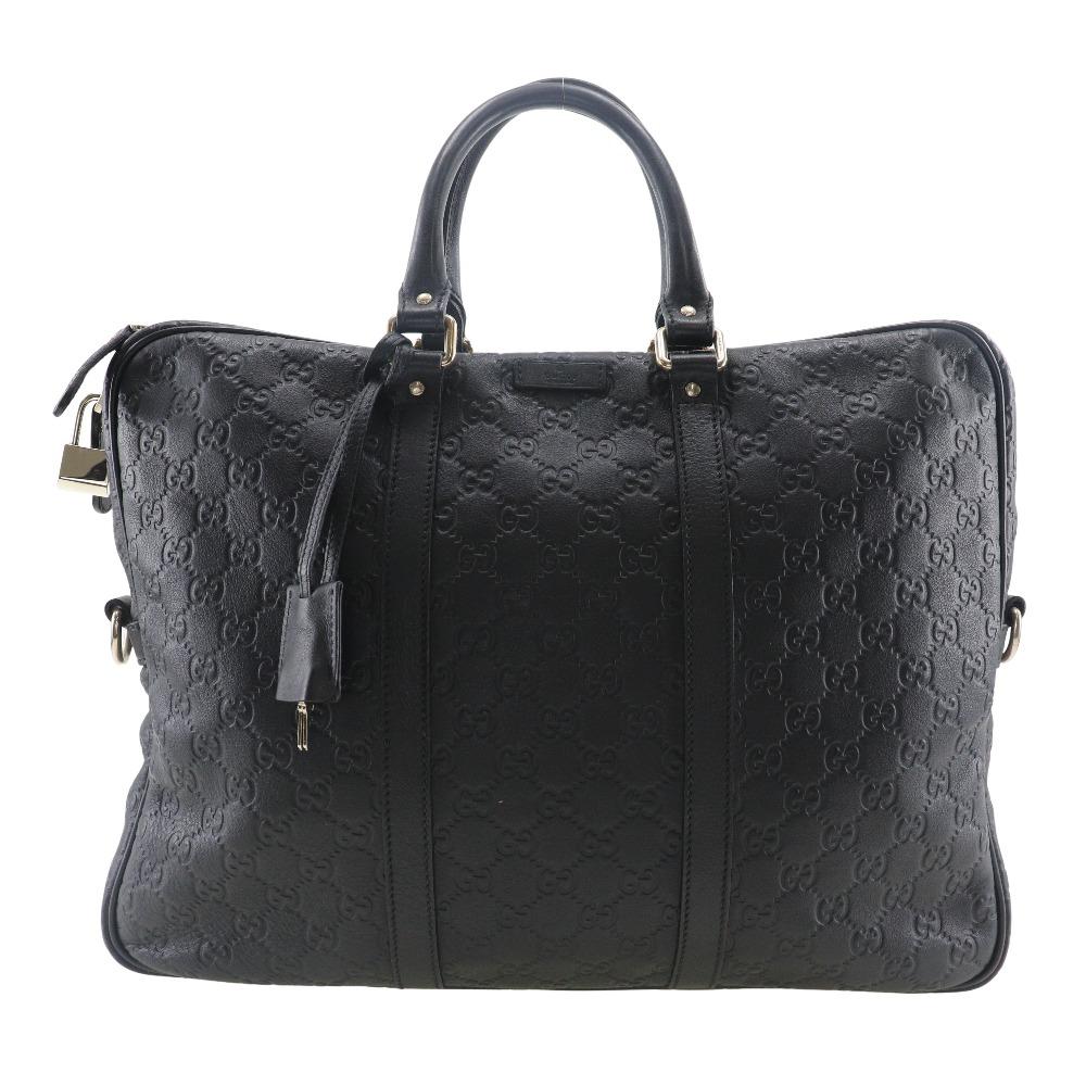 GUCCI GG Business bag 201480 Briefcase black Sima leather mens Used