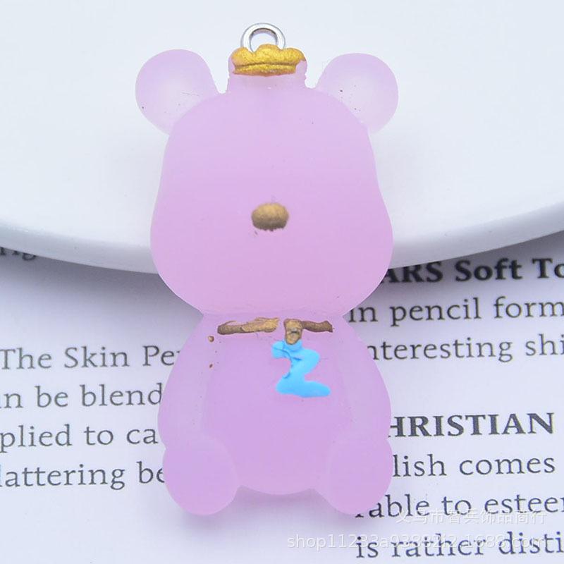 Colorful Jelly Resin Bear Crown Pendant Keychain Charm for DIY Jewelry
