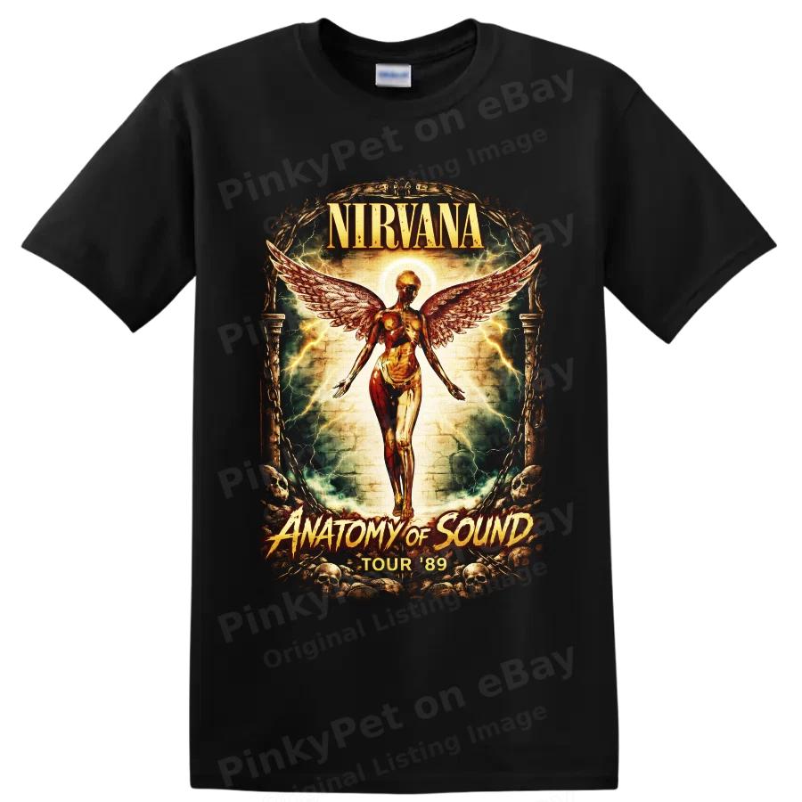 Nirvana Anatomy of Sound Tour 89 Gothic Angel Wings T Shirt Rock Music Vintage