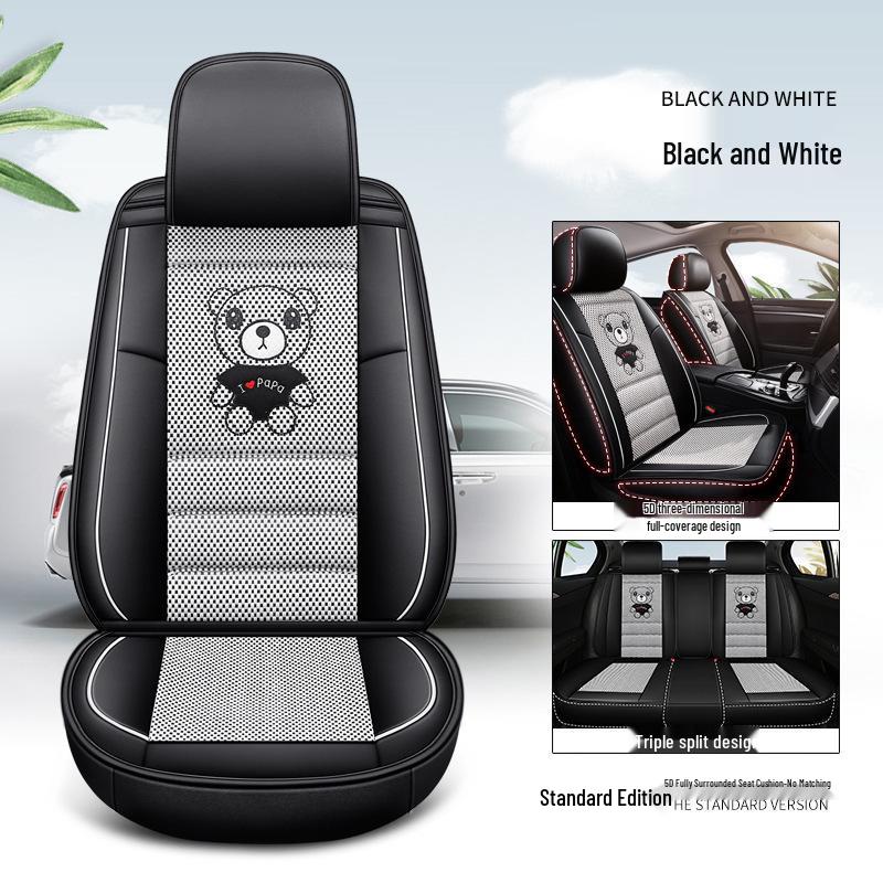 AION S Max 580 Geely L Thunder Hi Leather & Ice Silk Cartoon Car Seat Cushion - Universal, All-Season.