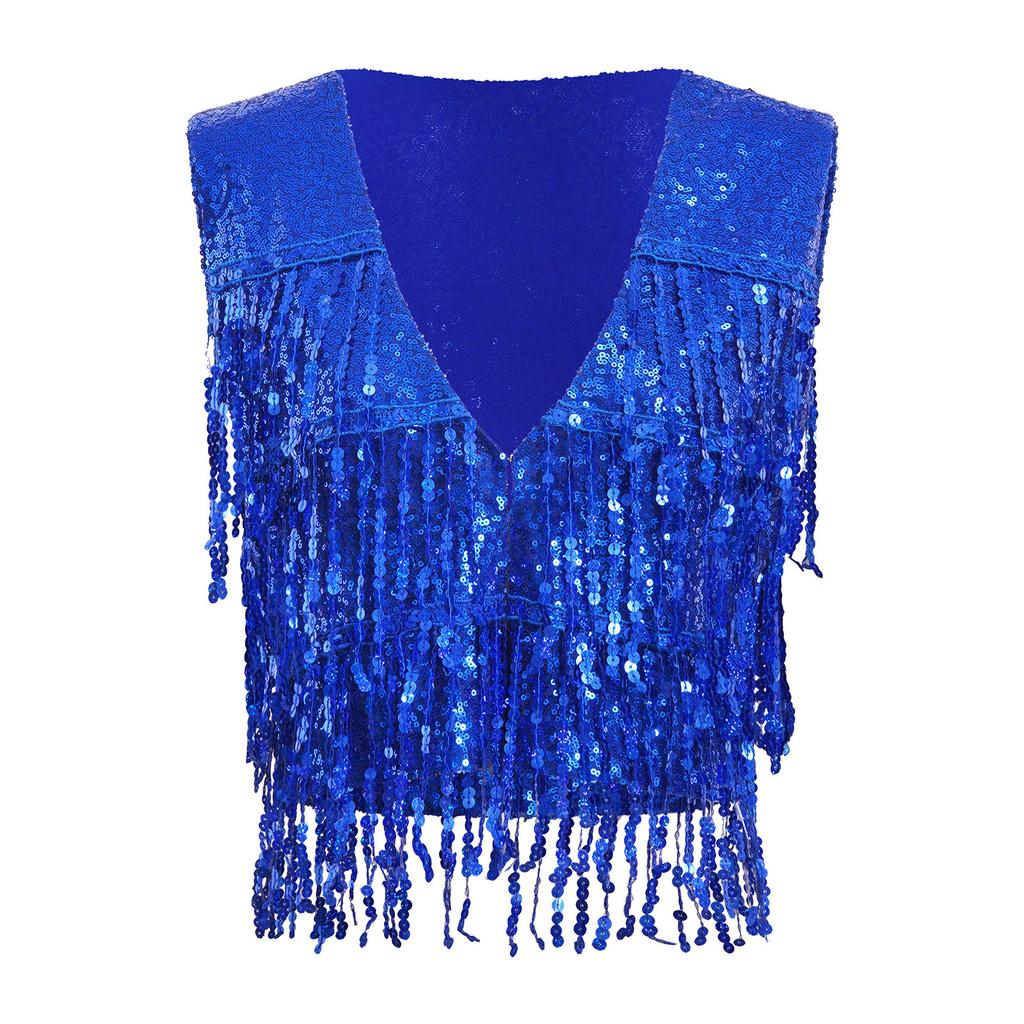 Women's Shiny Sequin Sleeveless Vest Sparkly Casual Open Front Waistcoat Jackets Glitter Vest Coat