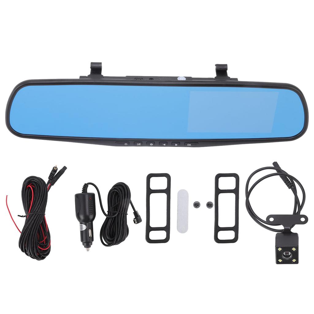 Rearview Mirror Dash Cam 4.3in Screen 1080p Loop Recording Built in G Sensor Parking Monitoring for Car