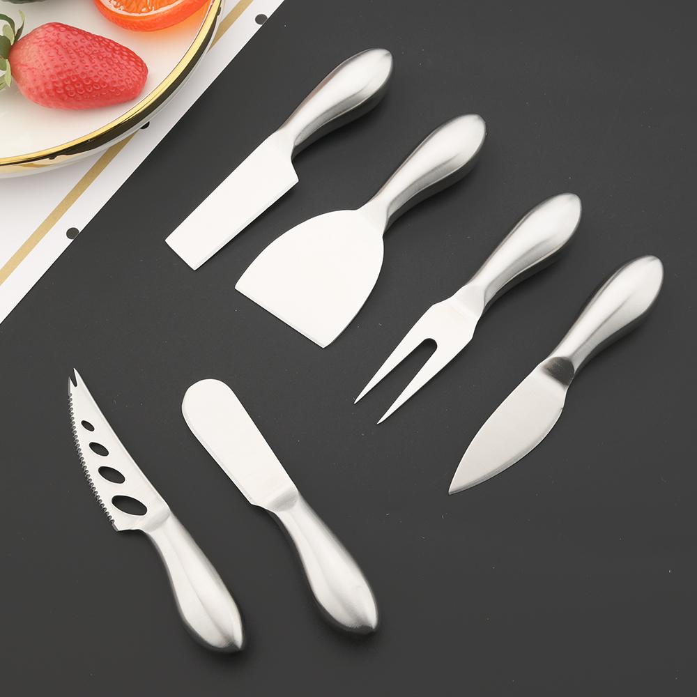 6pcs Black 4pcs Matte Cheese Knives Set High Quality Stainless Steel Handle Multiuse Divider Cheese Knife Butter Spatula Cheese Slicer