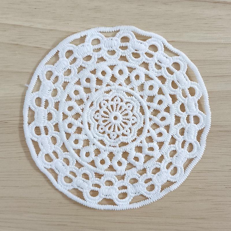 White Vintage Water-soluble Lace Small Coaster Cloth Sticker Clothes Decoration Patch Sticker DIY Hollow Embroidery Fabric Patch Accessories