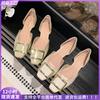 Square head single shoes women's flat bottom summer shallow mouth hollow one pedal shoes