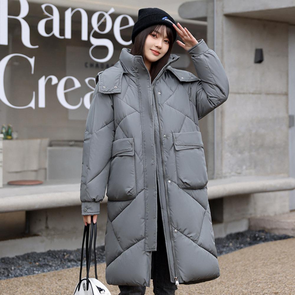 New Korean version of cotton-padded clothes for women over the knee, medium and long thickened large-size jackets, fashionable cotton-padded jackets