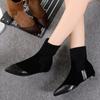 Fashion Autumn and winter women's shoes pointed toe flat bottom heightening wool British style boots short boots trendy cotton shoes