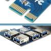 1 Pcs PCI Express 1 to 4 PCIe Riser Card USB 3.0 Port Multiplier Card Adapter