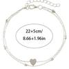 Single-piece Silver Double-layered Heart Anklet. A Unique and Simple Beach Accessory, Suitable for Seaside Vacations and Leisure