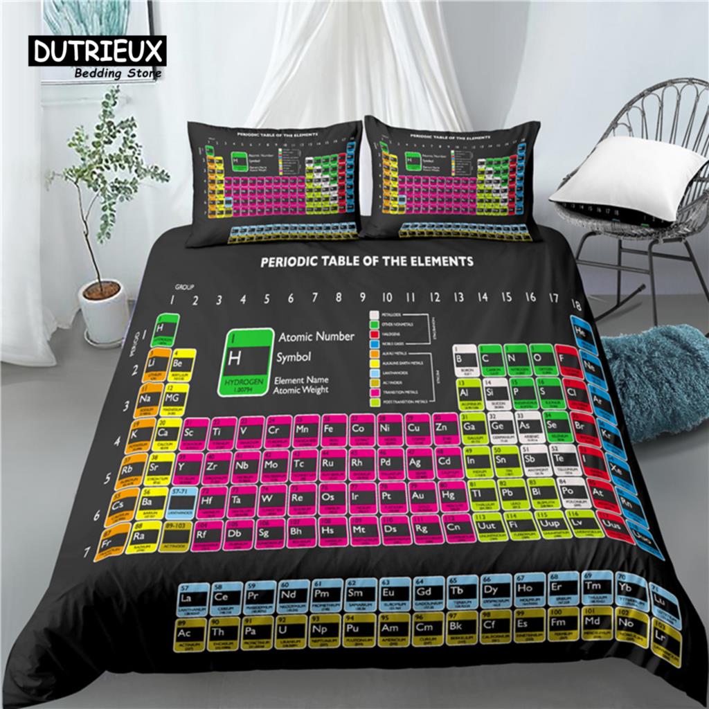 Home Living Luxury 3D Chemistry Element Table Print Comfortable Duvet Cover PillowCase Bedding Sets Queen King EU/US/AU Size