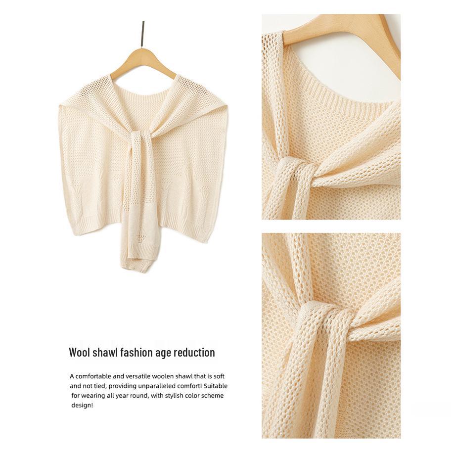 Korean Style Lightweight Knit Bolero Shawl for Women - Versatile Shoulder Cover for Spring, Summer, and Autumn