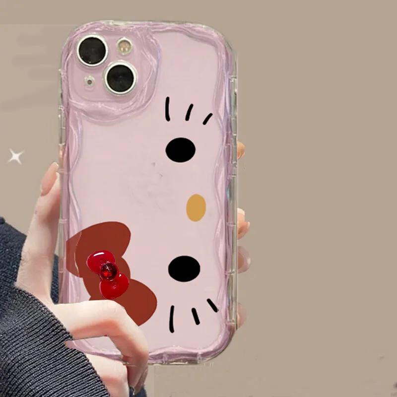 3D Bowknot Hello Kitty Phone Case For Iphone 17 Air 16 Pro Max 15 14 13 12 11 Pro Max 16e Plus12 13 mini 16+ Casing Cute Soft
