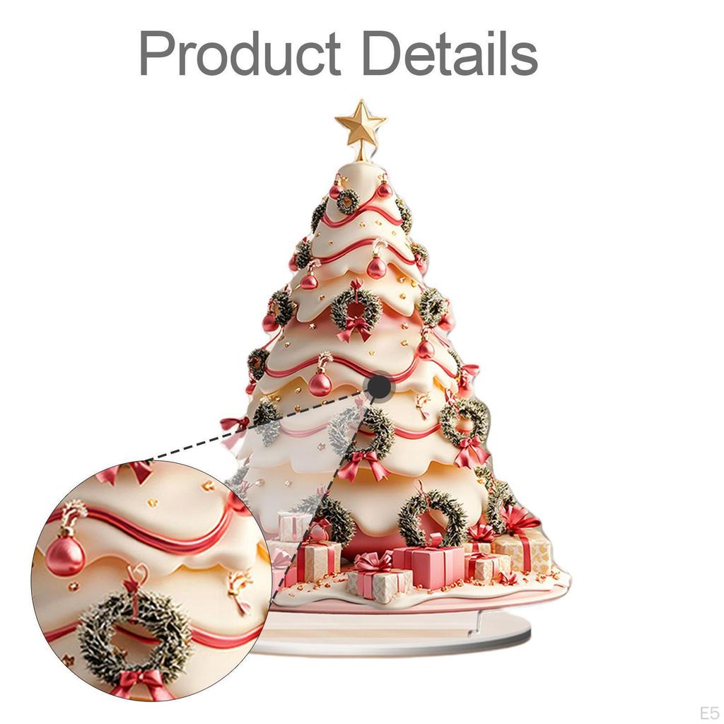 2D Julgran Skylt Akryl Ornament Konstverk Heminredning för Skåp Matsal Skrivbord