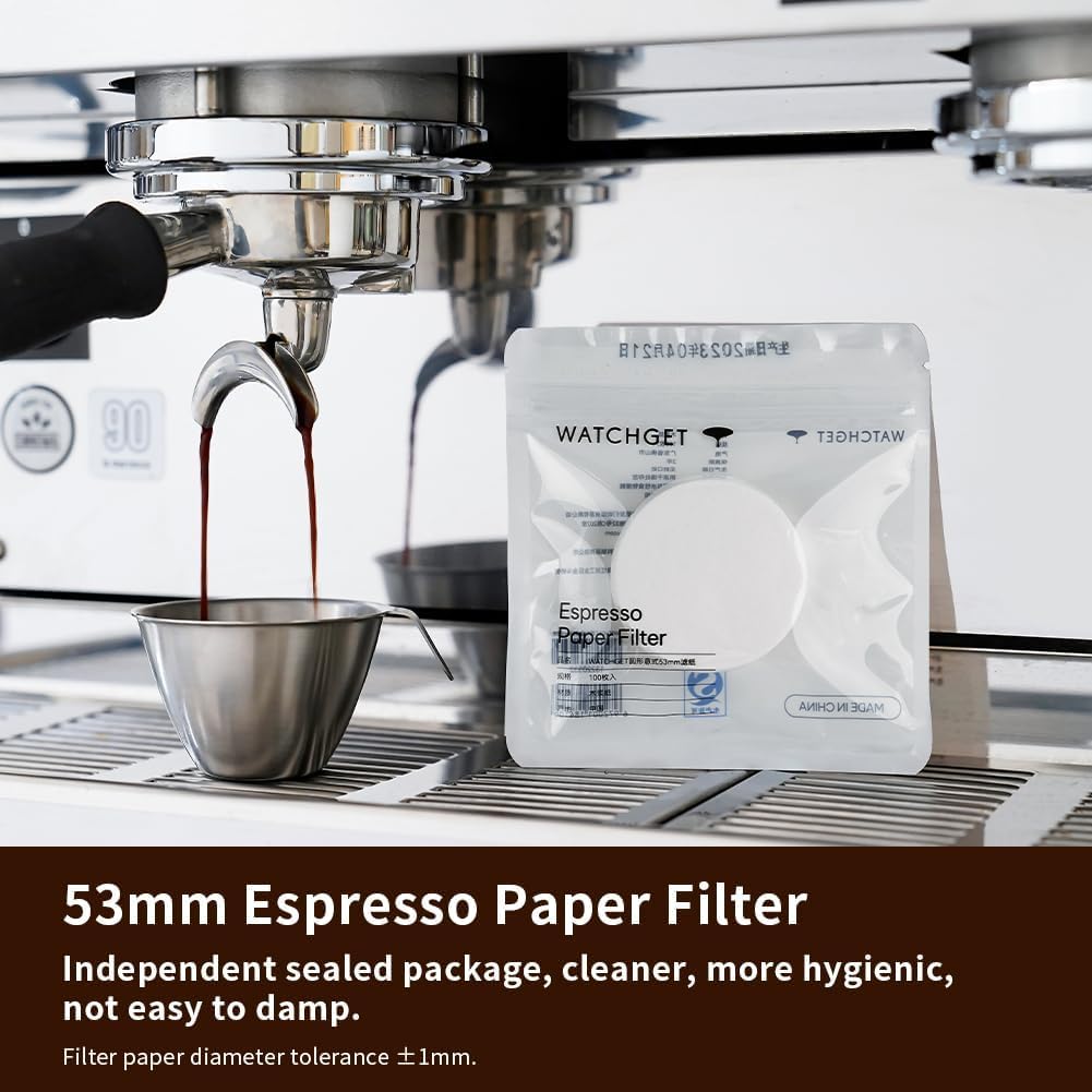 Watchget kaffepapirfilter rund espressopakke skjermerstatningspapir 53 mm engangs kaffe-espressomaskin kompatibel med Moka Pot 100 ark