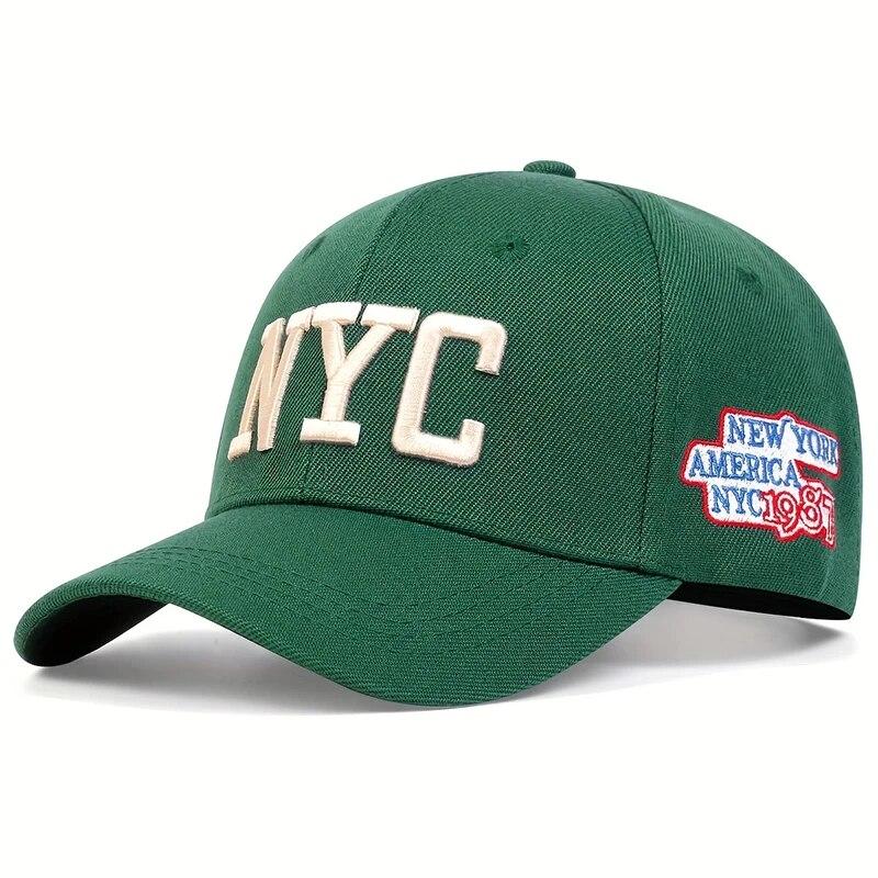 

Unisex NYC Embroidery Baseball Caps Spring Autumn Outdoor Adjustable Casual Hats Sunscreen Hat зелений
