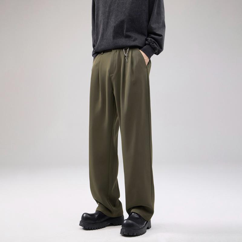 Drape Small Trousers Men's Autumn and Winter Senior Sense Loose Straight Wide-leg Trousers Daily Commuting Versatile