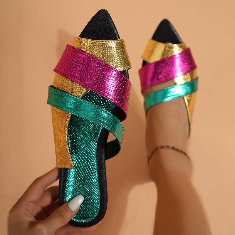 

Модная обувь на мягкой подошве, универсальная, летняя новинка, остроносые удобные балетки, модные уличные повседневные сандалии, легкие женские тапочки 38