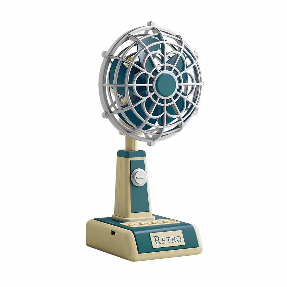 Retro Desk Fan Mini Portable Fan,3 Speeds Quiet Tabletop Fan Manually Adjustable Pitch Angle Standing Fans for Room Home