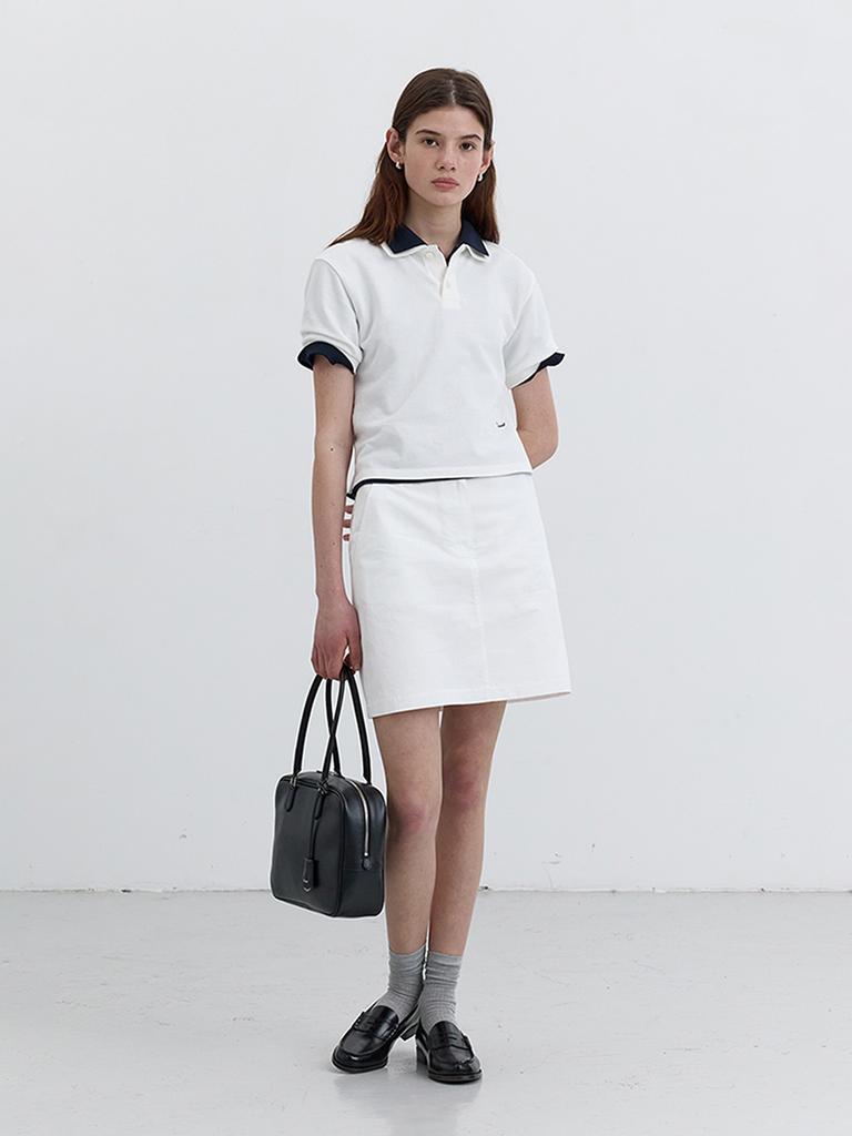 Deonseuteu A-Line Mini Skirt_Udsk5B227_White
