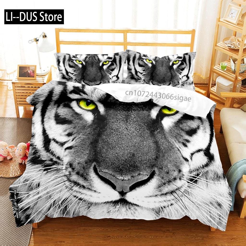 

Comforter Tiger Animal Ferocious Tiger Design Bed With Brown Black Wild Animals Bedding Set Adult Bedroom Decor Comforter (quilt)-EU Single(135*200cm)3pcs