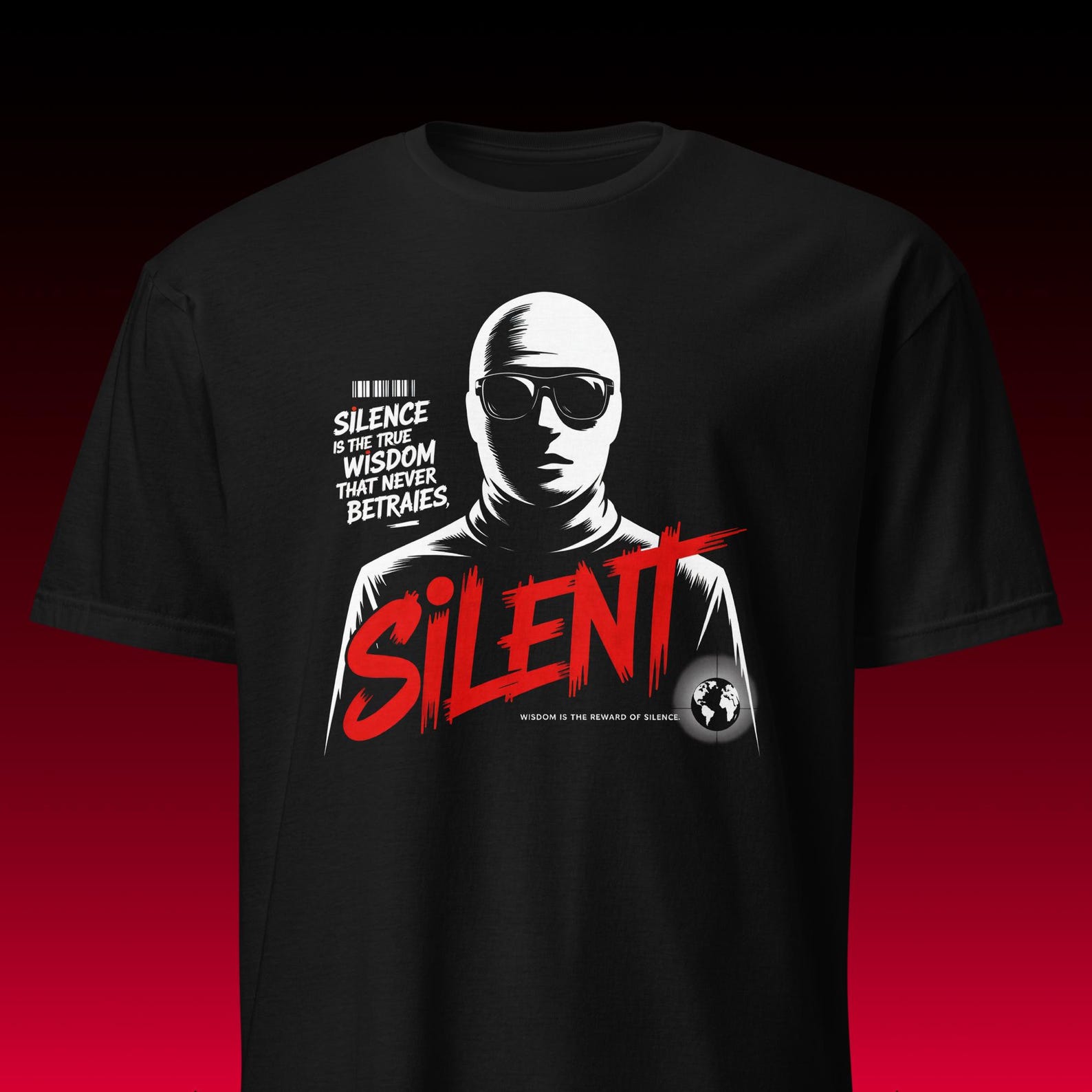 Streetwear T-Shirt | Silent Wisdom Graphic | Dark Urban Noir Vibe XL