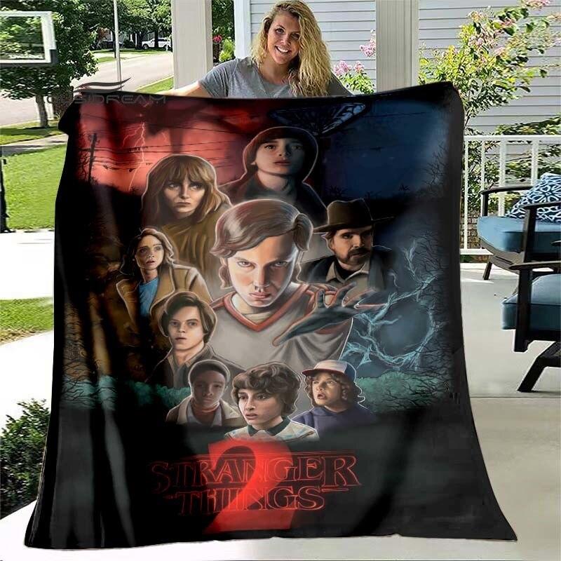 Kreslená deka Stranger Things Módní flanelová nadýchaná fleecová přehozová deka Dárek pro děti i dospělé Pohovka Cestování Kempování