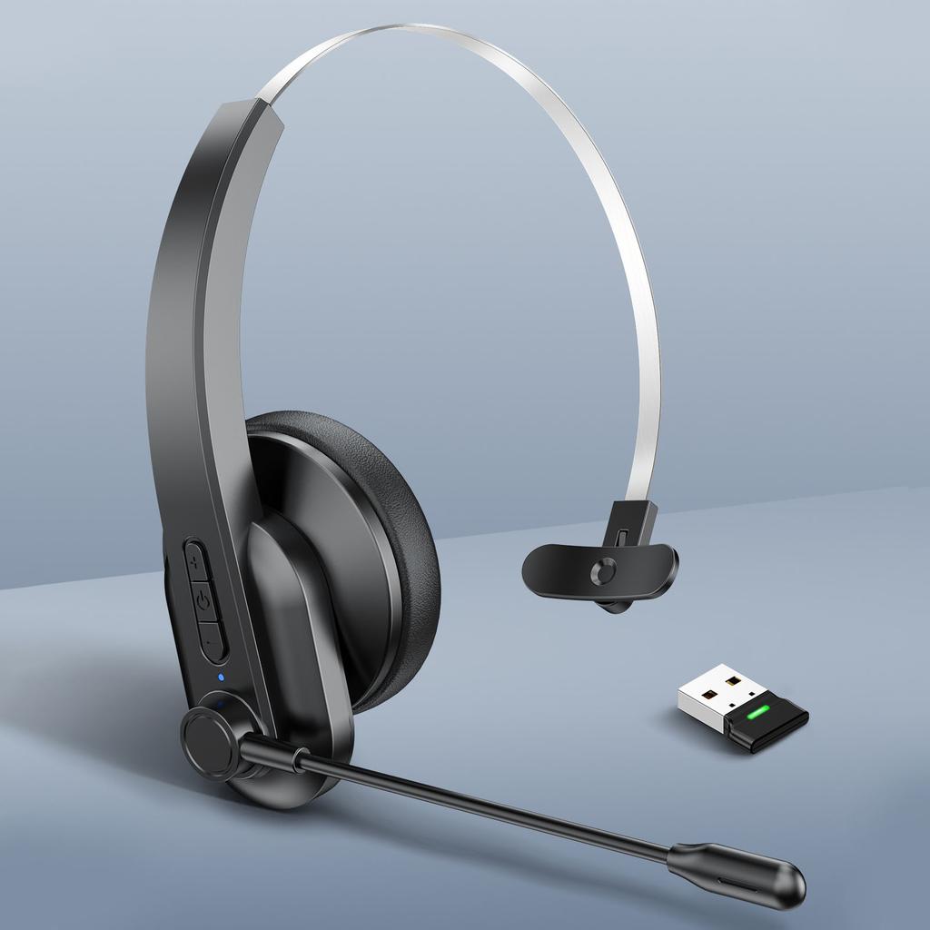 Trucker Headset mit USB-Dongle Mikrofon mit Geräuschunterdrückung Einzelohr-Wireless-Headset für PC Telefon