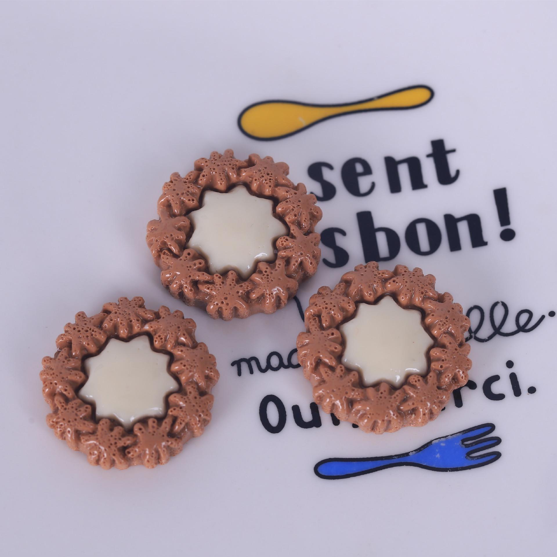 

DIY имитация еды, печенье, смоляные украшения и брелок, подвеска, аксессуары с кремовым клеем 2.0cm x 2.5cm