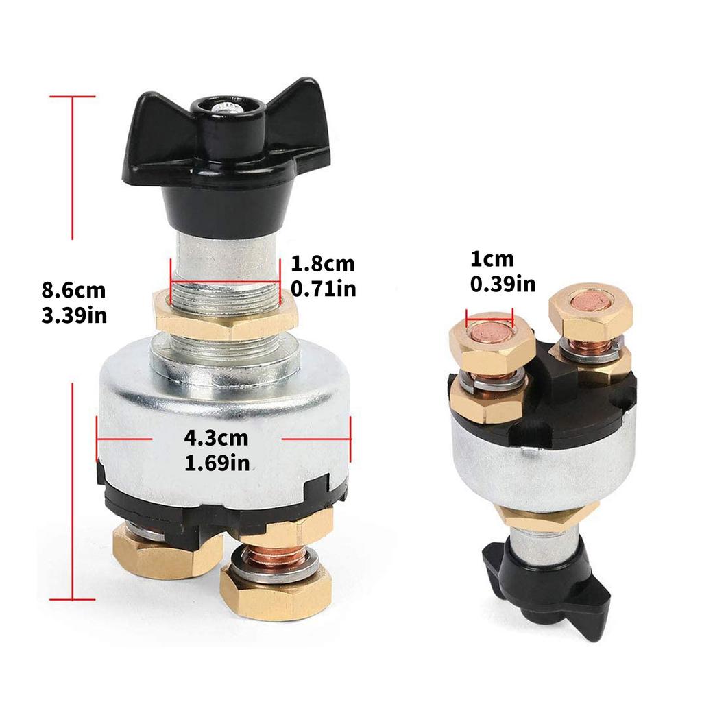 Heavy Duty Copper Battery Disconnect Switches for Marine Use Waterproof Knob Control Secure Power Shut Down Boats Motorhome