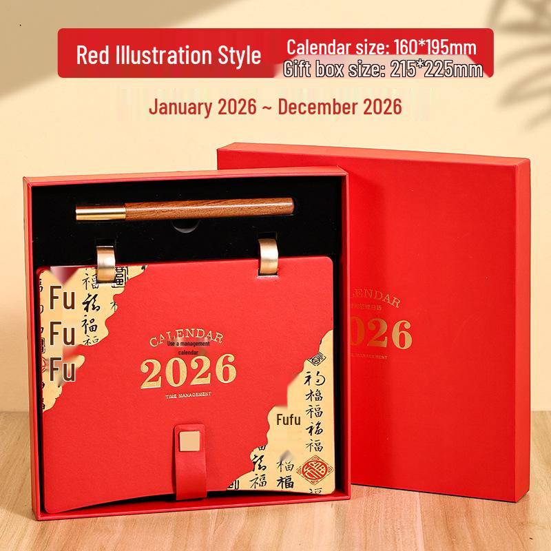 2026 Jahr des Pferdes Benutzerdefinierter Tischkalender Geschenkset - Perfekt für Firmenmeetings, Veranstaltungen und Logodruck.