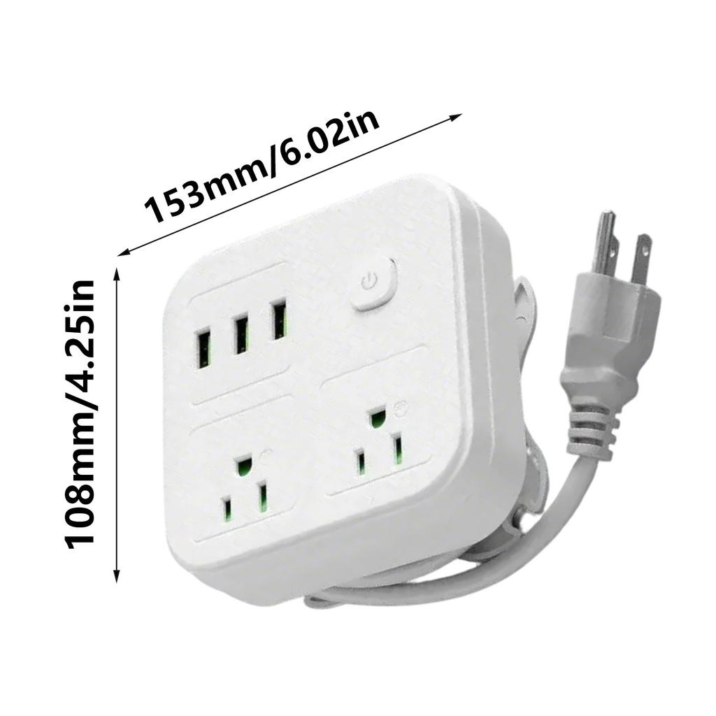 2500W Outlet Extender with USB Port Power Strips Multiple Plug Outlets Wall Adapter for Home Travel Electronics Office