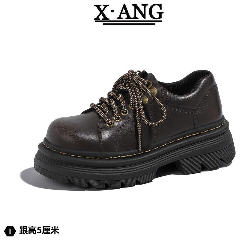 

Genuine leather British style small leather shoes Derby shoes 2025 spring new retro versatile thick sole heightening Mary Jane women s shoes 40
