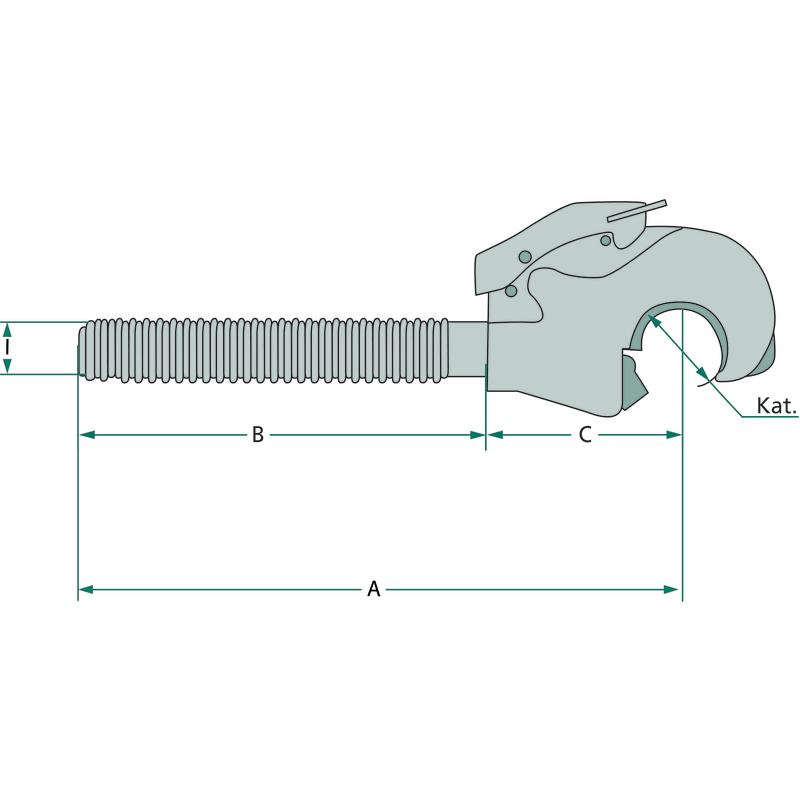 Left-hand Thread Hitch Hook M30 X 3.5 325x125 for Suspension System 120504
