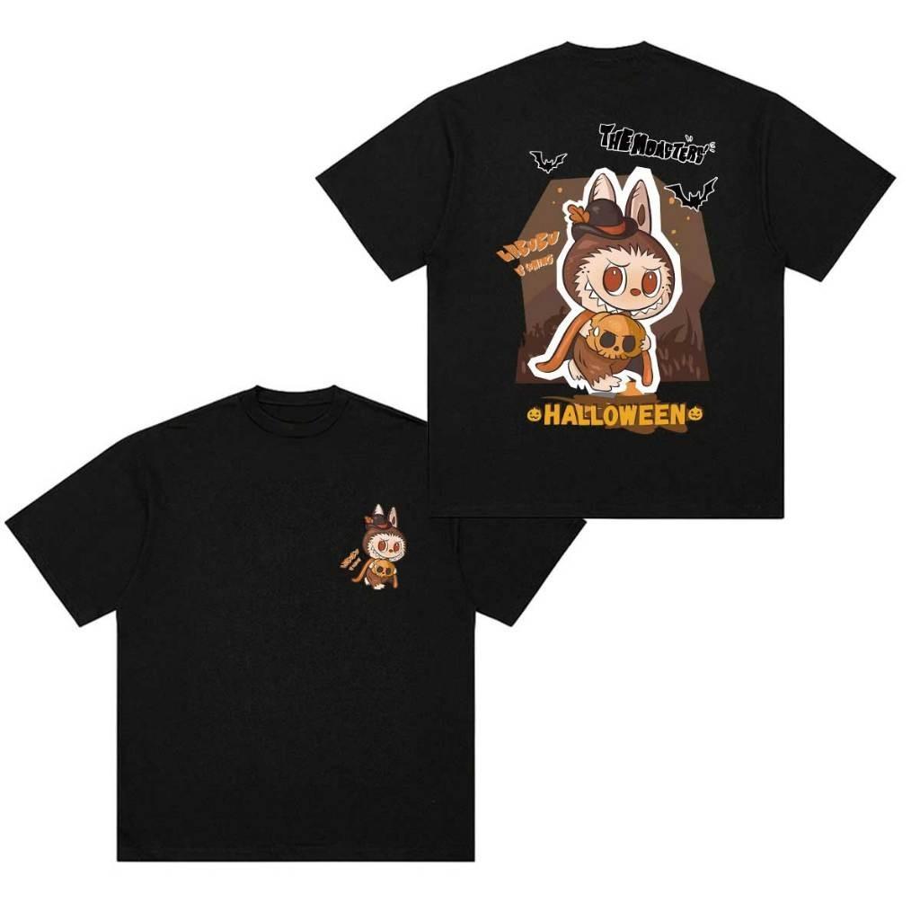 

Новейшая футболка на Хэллоуин labubu угощение или жизнь с коротким рукавом уличный топ 5XL