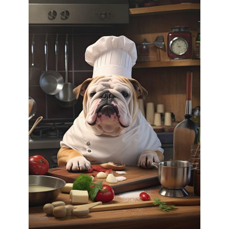 Funny British Bulldog Poster Skateboarding Boxing Reading Newspaper Chef Baking Canvas Painting Wall Art Picture Home room Decor