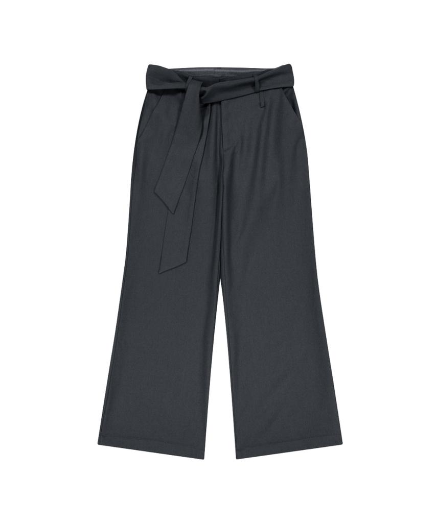 IUGAMAKARAS Belted Contrast Trousers (Dark Gray)