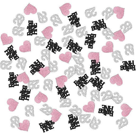 29 & Feeling Fine Confetti Glitter, Happy 29th Birthday Table Decor, 29 Sign Paper Scatter Confetti, 29th Anniversary Party Table Decorations, 120pcs