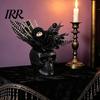 Spooky Skull Figurine Figurine, Black Red Rose Creepy Eyeballs Skeleton Halloween Lightweight Decoration Table Centerpiece for Tabletop, Desk, Mantel,