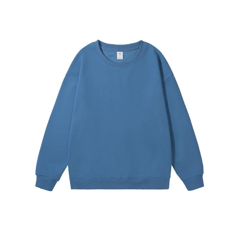 Plain Solid Color Crew Neck Sweatshirt Loose Fit Long Sleeve Blank Casual Pullover Top