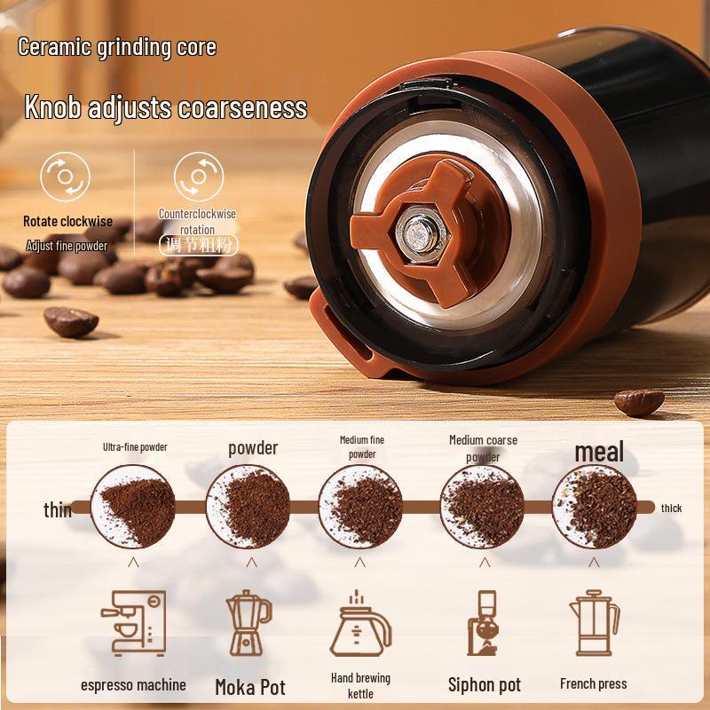 Portable Hand-Crank Coffee Grinder with Foldable Storage for Small Households