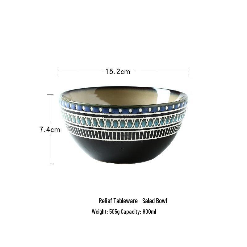 

ZISIZ Embossed Ceramic Dining Bowl