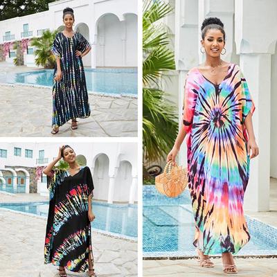 2023 Rayon V-Neck Beach Cover-Up Robe: European & American Style Vacation Swimsuit Sunscreen Shirt