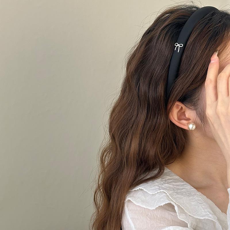 Koreanische Rosa Schleife Stoff Schwamm Haarreifen Haarband für Frauen Süße Einfarbige Elastische Breite Haarband Kopfschmuck Haarschmuck