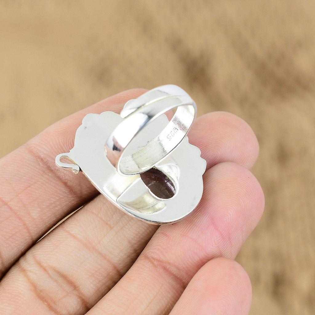 Oval African Amethyst Stone 925 Silver Wedding Wife February Flower Ring Jewelry