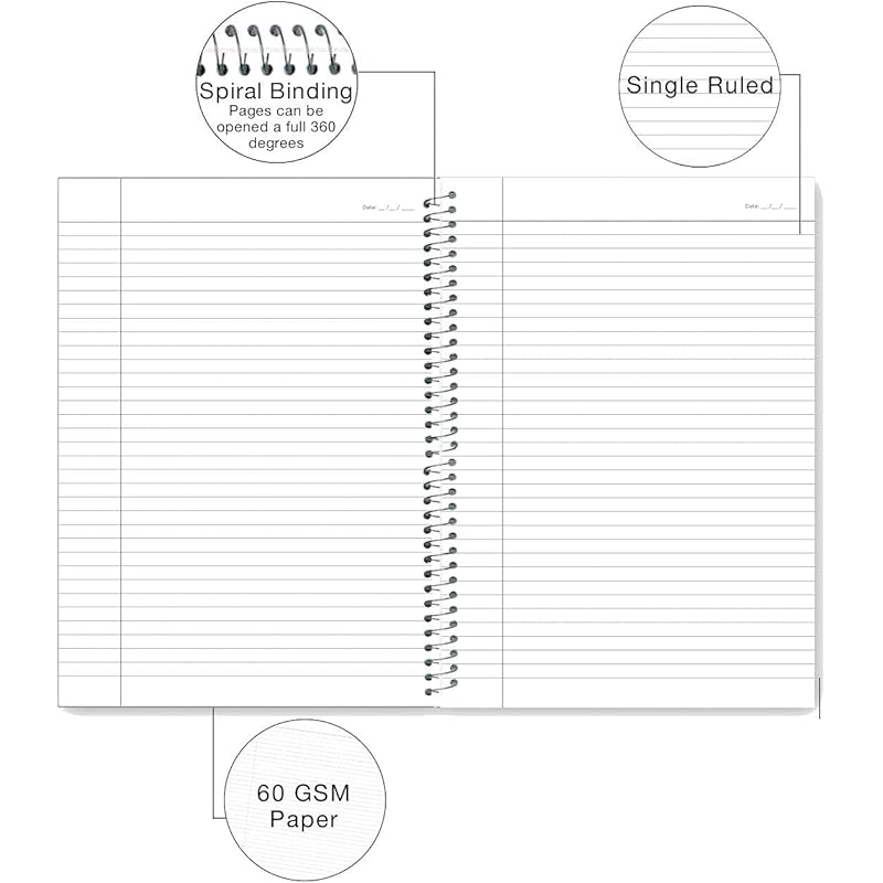 Rush 400 Pages Premium A4 Size Spiral Notebook Ruled - Spiral Register Notebooks for Students 4