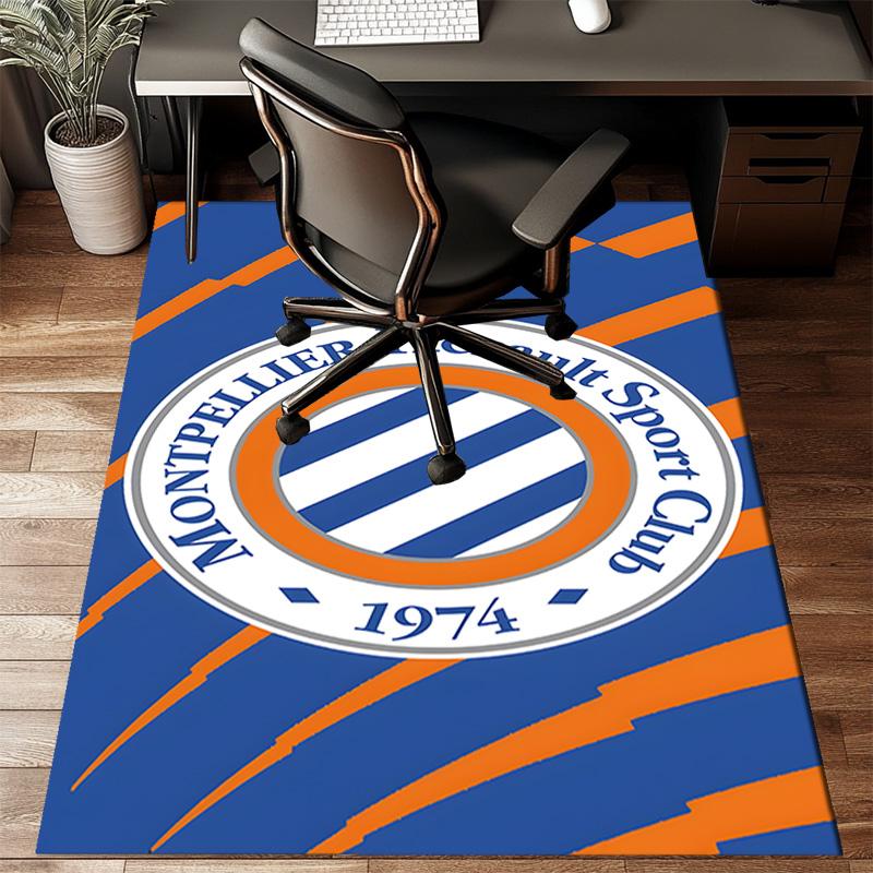 Montpellier Sc Crest Rug for Living Room, Game Rooms, Office, Bedroom, Office Floor Mat Playful Design, fan gifts Christmas decor